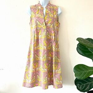 SBJ AUSTIN Spring Retro 60s Style Print A-line Cotton Dress with Pockets Size S
